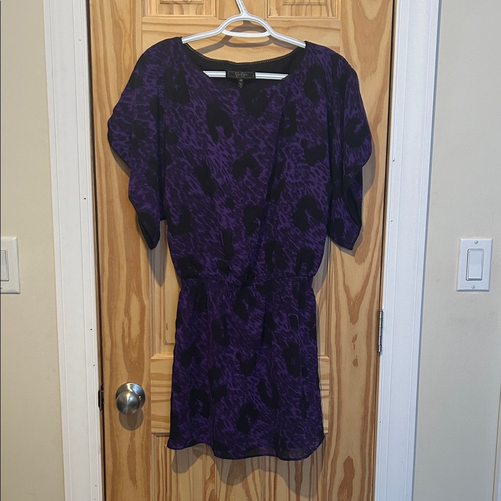 Jessica Simpson Purple and Black Patterned Dress